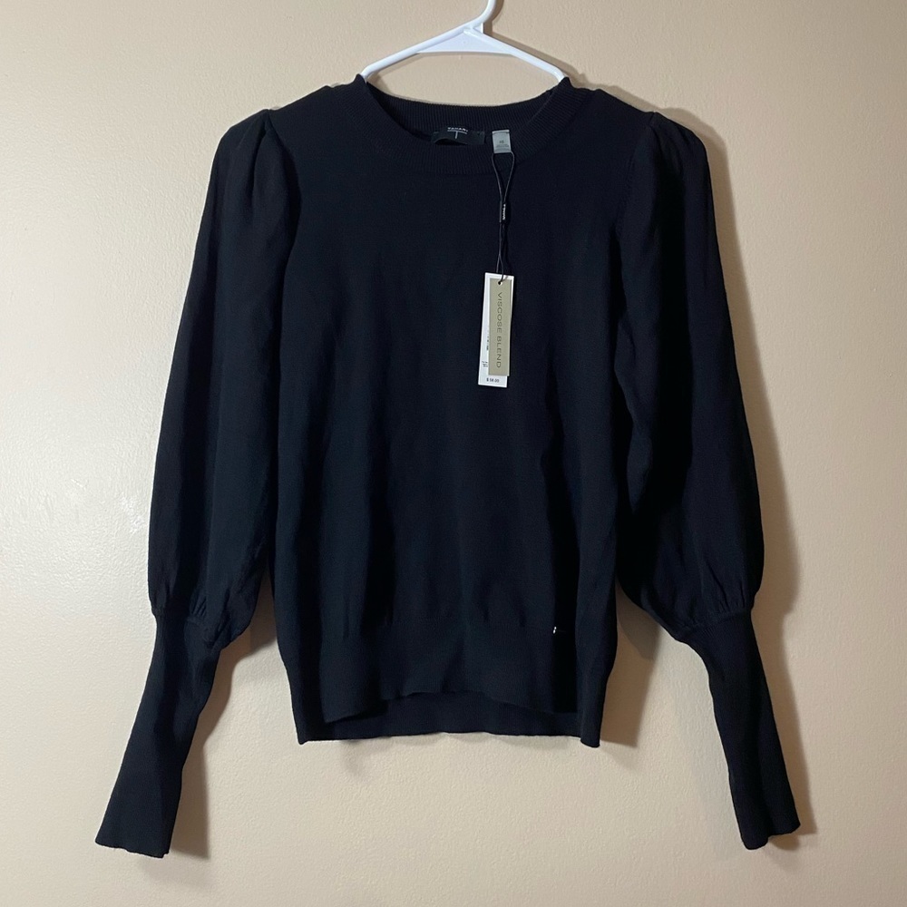 Tahari Viscose Blend Sweatshirt Lightweight Long Sleeve Women’s XS Black